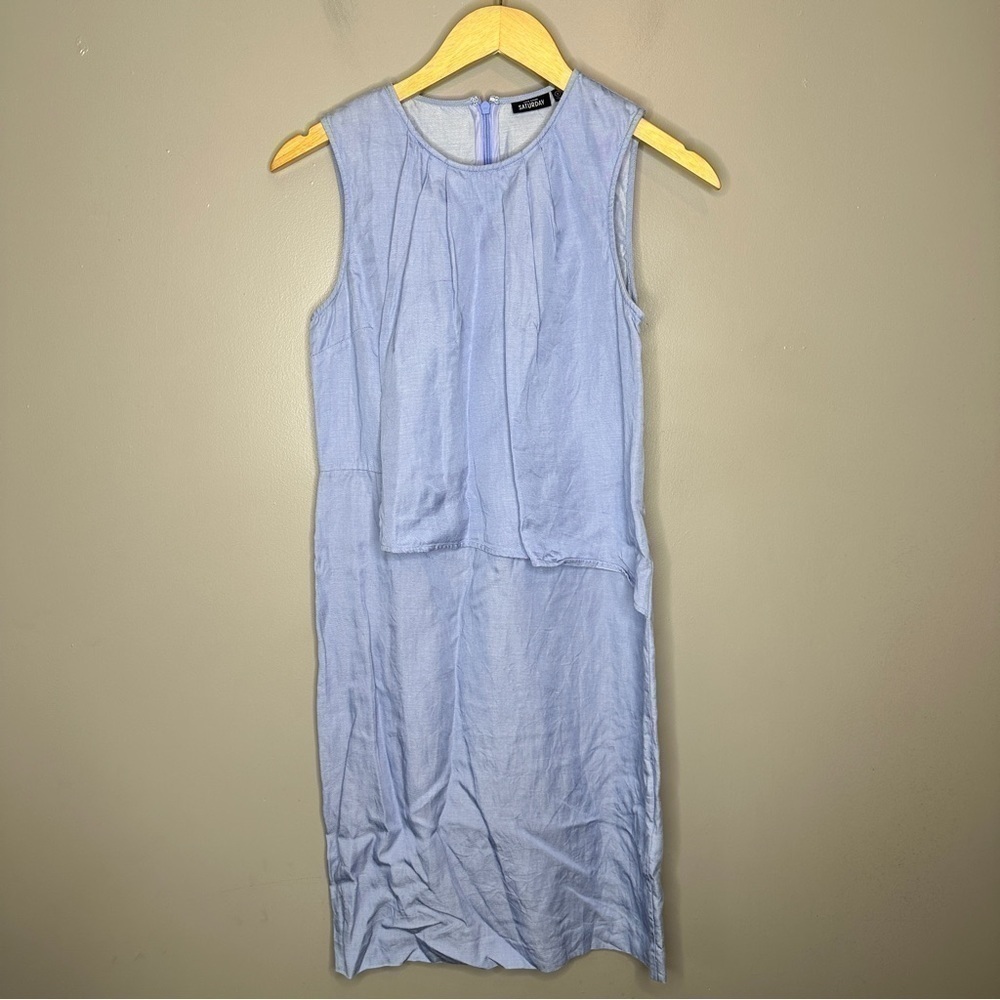 Kate Spade Saturday Blue linens denim look sheath dress